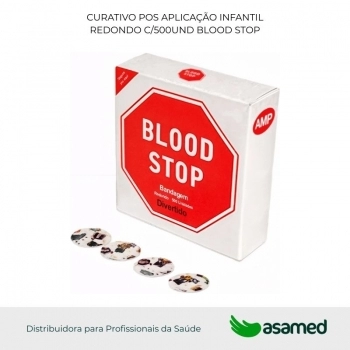CURATIVO POS APLICAÇÃO INFANTIL REDONDO C/500UND BLOOD STOP