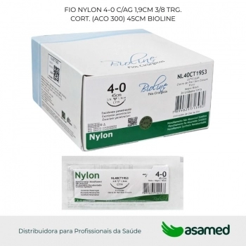 FIO NYLON 4-0 C/AG 1,9CM 3/8 TRG. CORT. (ACO 300) 45CM BIOLINE