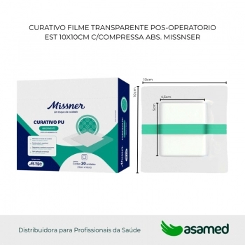 CURATIVO FILME TRANSPARENTE POS-OPERATORIO EST 10X10CM C/COMPRESSA MISSNER