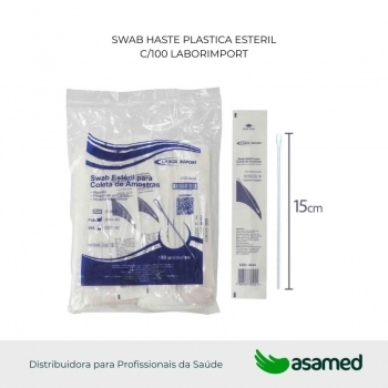 SWAB HASTE PLASTICA ESTERIL C/100 LABORIMPORT