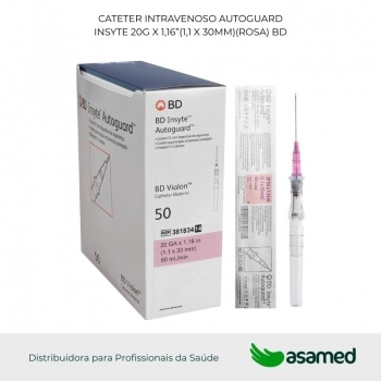 CATETER INTRAVENOSO AUTOGARD INSYTE 20G X 1,16”(1,1 X 30MM)(ROSA) BD