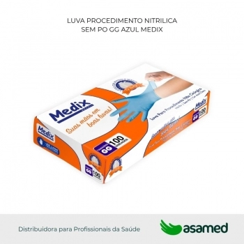 LUVA PROCEDIMENTO NITRILICA SEM PO GG AZUL MEDIX