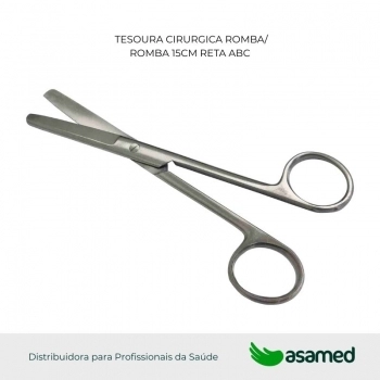 TESOURA CIRURGICA ROMBA/ROMBA 15CM RETA ABC
