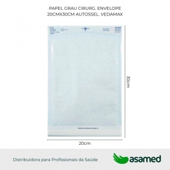 PAPEL GRAU CIRURG. ENVELOPE 20CMX30CM AUTOSSEL. VEDAMAX