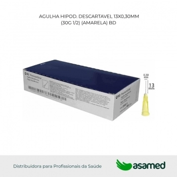 AGULHA HIPOD. DESCARTAVEL 13X0,30MM (30G 1/2) (AMARELA) BD