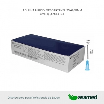 AGULHA HIPOD. DESCARTAVEL 25X0,60MM (23G 1) (AZUL) BD