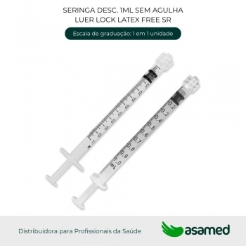 SERINGA DESC. 1ML SEM AGULHA LUER LOCK LATEX FREE SR