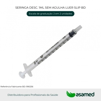 SERINGA DESC. 1ML SEM AGULHA LUER SLIP BD