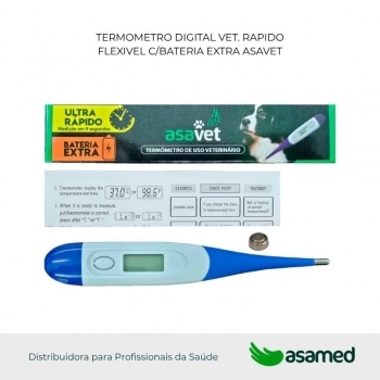 TERMOMETRO DIGITAL VET. RAPIDO FLEXIVEL C/BATERIA EXTRA ASAVET