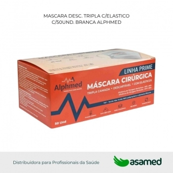 MASCARA DESC. TRIPLA C/ELASTICO C/50UND. BRANCA ALPHMED