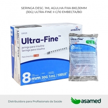 SERINGA DESC. 1ML AGULHA FIXA 8X0,30MM(30G) ULTRA-FINE II C/10 EMBECTA/BD