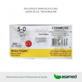 FIO CATGUT SIMPLES 5-0 AMARELO C/AG 2,0CM 1/2 CIL. 75CM BIOLINE