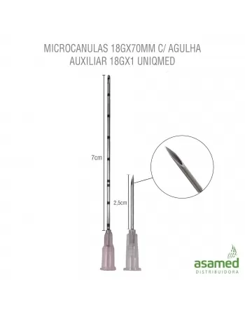 MICROCANULAS 18GX70MM C/ AGULHA AUXILIAR 18GX1 UNIQMED