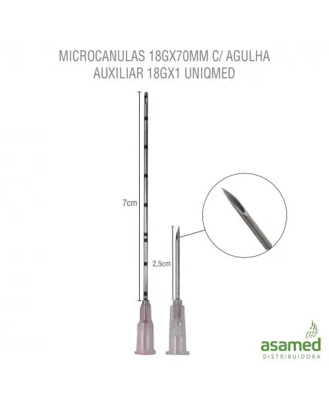 MICROCANULAS 18GX70MM C/ AGULHA AUXILIAR 18GX1 UNIQMED