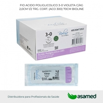FIO ACIDO POLIGLICOLICO 3-0 C/AG. 2,0CM 1/2 TRG. (ACO 300) 70CM BIOLINE
