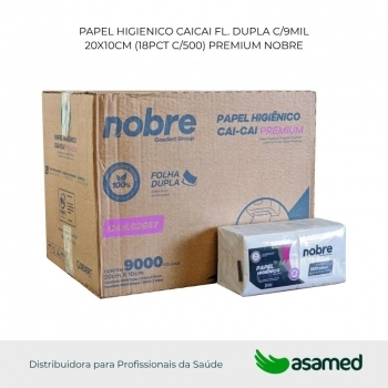PAPEL HIGIENICO CAICAI FL. DUPLA C/9MIL 20X10CM (18PCT C/500) PREMIUM NOBRE