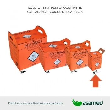 COLETOR MAT. PERFUROCORTANTE 03L LARANJA TOXICOS DESCARPACK