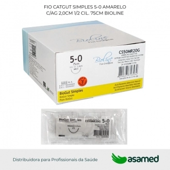 FIO CATGUT SIMPLES 5-0 AMARELO C/AG 2,0CM 1/2 CIL. 75CM BIOLINE