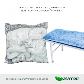 LENCOL DESC. POLIP.12G 2,00X0,90 COM ELASTICO SANFONADO C/10 HNDESC