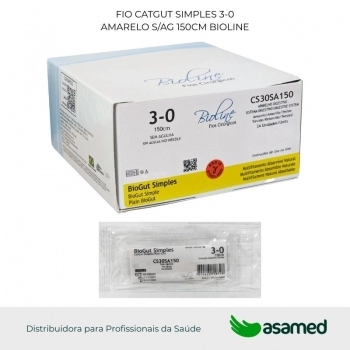 FIO CATGUT SIMPLES 3-0 AMARELO S/AG 150CM BIOLINE