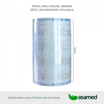 PAPEL GRAU CIRURG. BOBINA P/EST. 25CMX100MTR VITALPACK