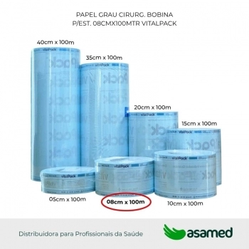 PAPEL GRAU CIRURG. BOBINA P/EST. 08CMX100MTR VITALPACK