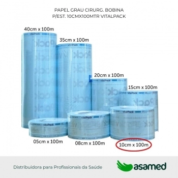 PAPEL GRAU CIRURG. BOBINA P/EST. 10CMX100MTR VITALPACK