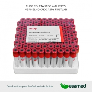 TUBO COLETA SECO 4ML C/ATIV VERMELHO C/100 FIRSTLAB