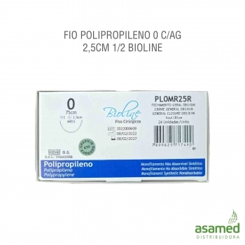 FIO POLIPROPILENO 0 C/AG 2,5CM 1/2 BIOLINE