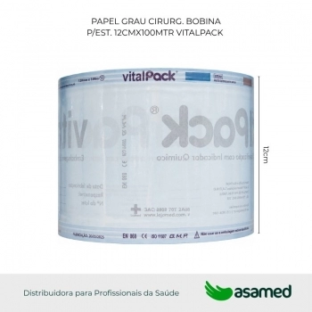 PAPEL GRAU CIRURG. BOBINA P/EST. 12CMX100MTR VITALPACK