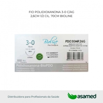 FIO POLIDIOXANONA 3-0 VIOLETA C/AG 2,6CM 1/2 CIL. 70CM BIOLINE