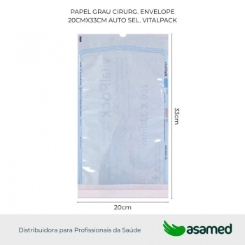 PAPEL GRAU CIRURG. ENVELOPE 20CMX33CM AUTO SEL. VITALPACK