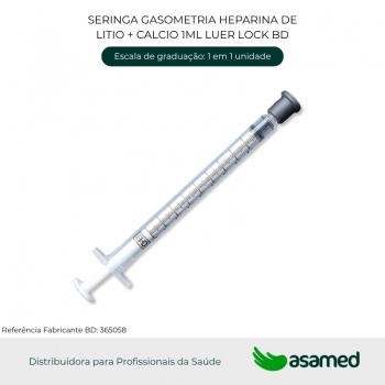 SERINGA GASOMETRIA HEPARINA DE LITIO + CALCIO 1ML LUER LOCK BD