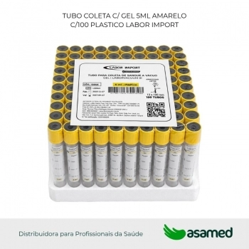 TUBO COLETA C/ GEL 5ML AMARELO C/100 LABOR IMPORT