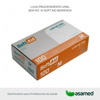 LUVA PROCEDIMENTO VINIL SEM PO M SOFT AID BOMPACK