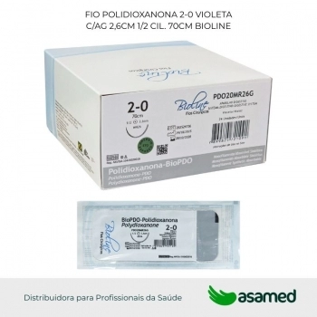 FIO POLIDIOXANONA 2-0 VIOLETA C/AG 2,6CM 1/2 CIL. 70CM BIOLINE