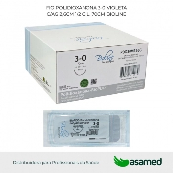 FIO POLIDIOXANONA 3-0 VIOLETA C/AG 2,6CM 1/2 CIL. 70CM BIOLINE