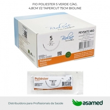FIO POLIESTER 5 VERDE C/AG. 4,8CM 1/2 TAPERCUT 75CM BIOLINE