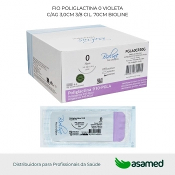 FIO POLIGLACTINA 0 VIOLETA C/AG 3,0CM 3/8 CIL. 70CM BIOLINE