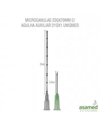 MICROCANULAS 22GX70MM C/ AGULHA AUXILIAR 21GX1 UNIQMED