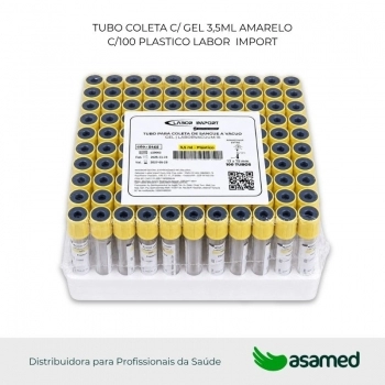 TUBO COLETA C/ GEL 3,5ML AMARELO C/100 PLASTICO LABOR IMPORT