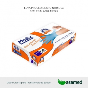 LUVA PROCEDIMENTO NITRILICA SEM PO M AZUL MEDIX
