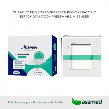 CURATIVO FILME TRANSPARENTE POS-OPERATORIO EST 10X10CM C/COMPRESSA MISSNER