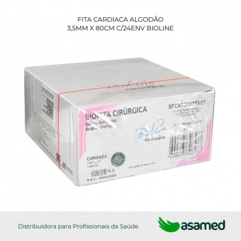 FITA CARDIACA ALGODÃO 3,5MM X 80CM C/24ENV BIOLINE