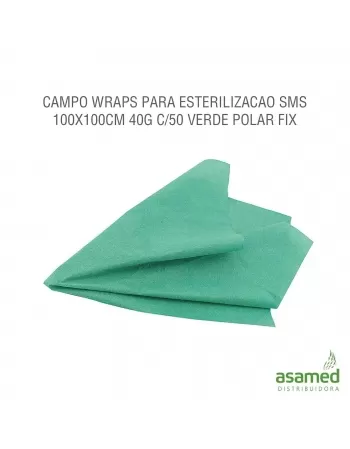 CAMPO WRAPS PARA ESTERILIZACAO SMS 100X100CM 40G C/50 VERDE/AZUL POLAR FIX