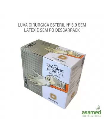 LUVA CIRURGICA ESTERIL Nº 8,0 SEM LATEX E SEM PO DESCARPACK