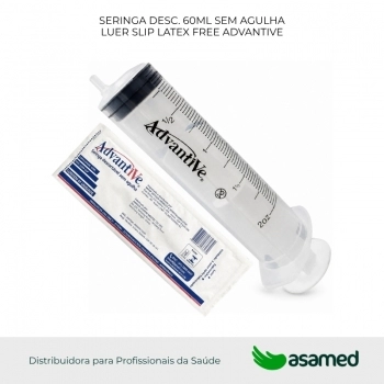 SERINGA DESC. 60ML SEM AGULHA LUER SLIP LATEX FREE ADVANTIVE