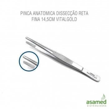 PINCA ANATOMICA DISSECCAO RETA FINA 14,5CM VITALGOLD
