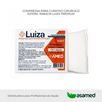 COMPRESSA PARA CURATIVO CIRURGICO ESTERIL 15X60CM LUIZA PREMIUM