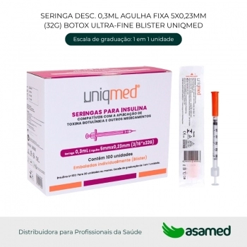 SERINGA DESC. 0,3ML AGULHA FIXA 5X0,23MM(32G) BOTOX ULTRA-FINE UNIQ
